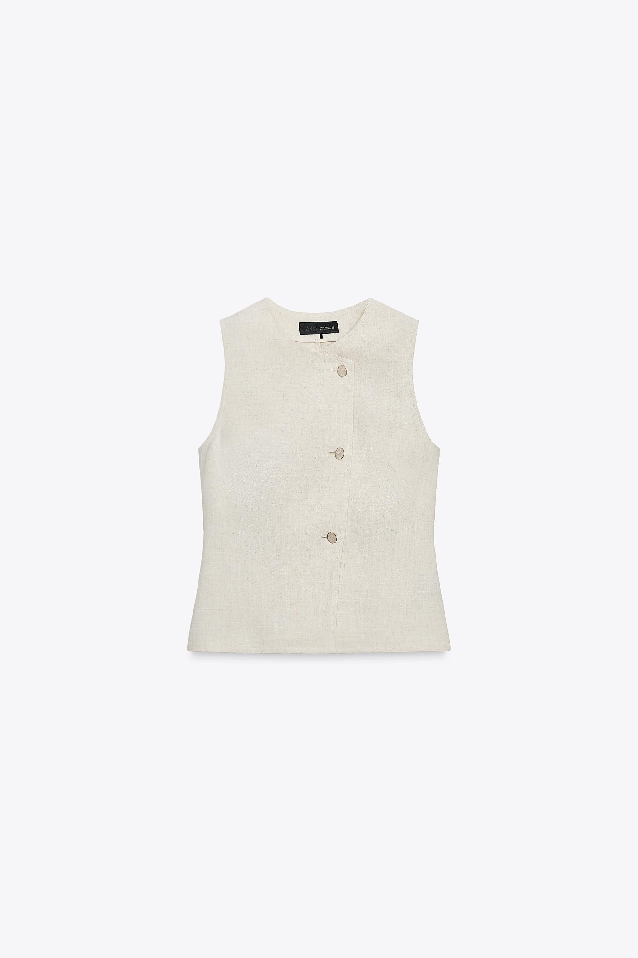 LINEN DOUBLE BREASTED VEST | Zara US