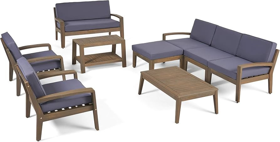 Great Deal Furniture Sally 7-Seater Sectional Sofa Set for Patio with Loveseat, Club Chairs, Otto... | Amazon (US)