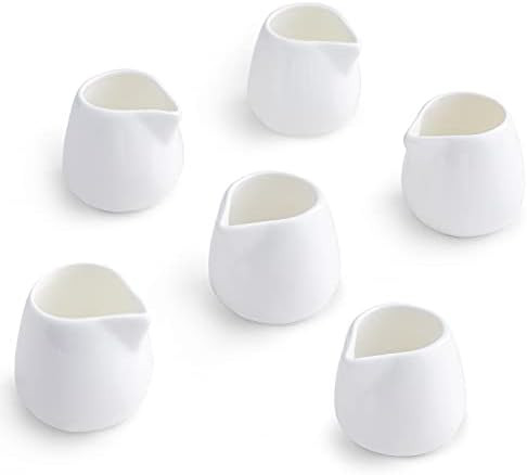 TAMAYKIM 3 oz Ceramic Cream Jugs, Mini Creamer Pitcher, White Porcelain Classic Creamers for Coff... | Amazon (US)