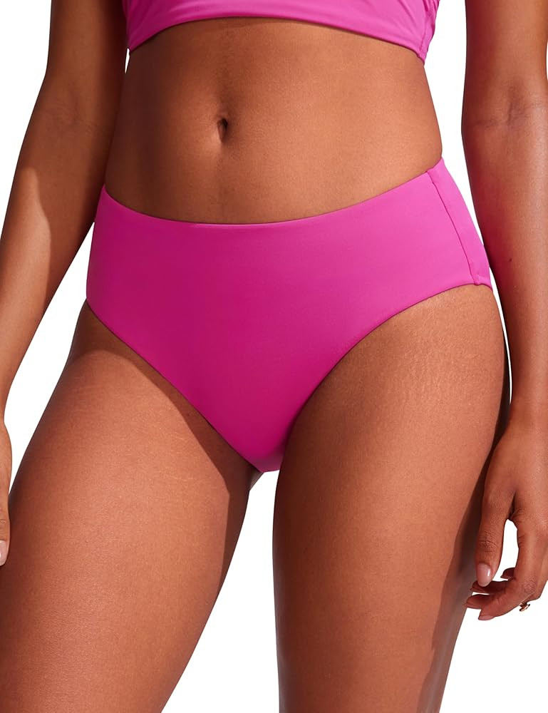 CRZ YOGA Bikini Bottoms for Women Mid Rise Full Coverage Bathing Suit Swimsuit Basic Swim Briefs | Amazon (US)