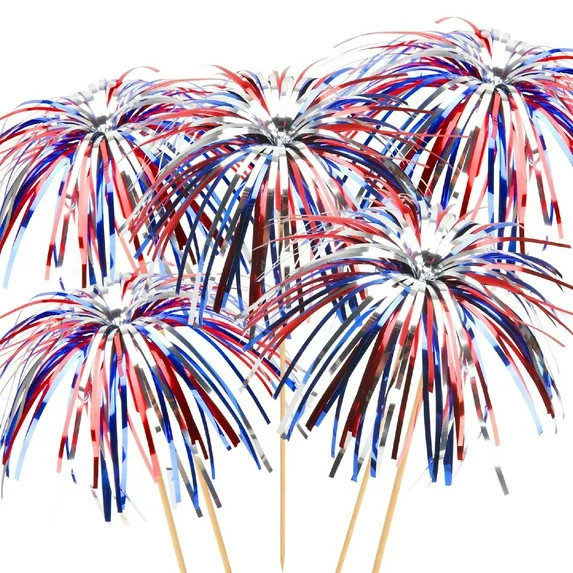 100 Count 4.7 Inch Fireworks Cocktail Picks Red White and Blue Patriotic Toothpicks for Independe... | Walmart (US)