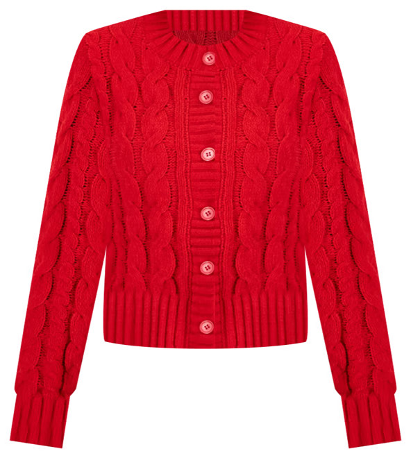Hippie Rose Juniors' Crewneck Chunky Cable-Knit Cardigan - Macy's | Macy's
