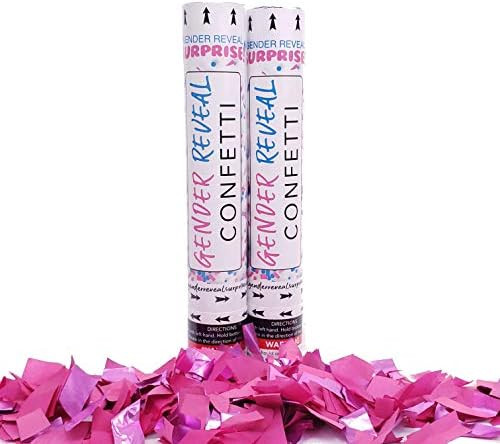 Gender Reveal Confetti Cannon Poppers( 2 Pack - Pink) Gender Reveal Surprise - Biodegradable Conf... | Amazon (US)