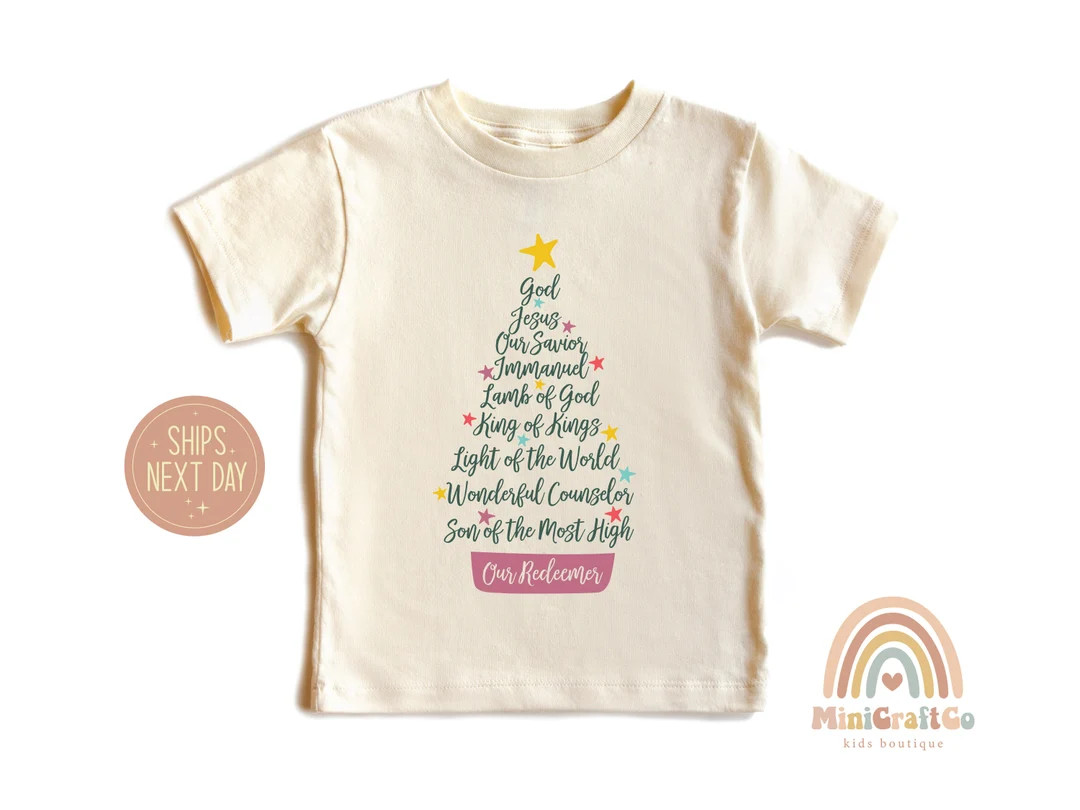 Names of Jesus Shirt for Kids Christmas Tree Baby Bodysuit - Etsy | Etsy (US)