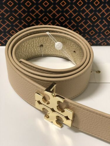 TORY BURCH Reversible Logo Belt 1 1/2" Sand Dune/Tory Gold Belt Size XS | Bonanza (Global)