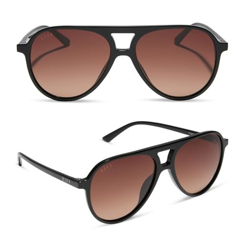 DIFF Tosca II Oversized Aviator Sunglasses for Women | Black + Brown Gradient | 100% UV Protection | Amazon (US)