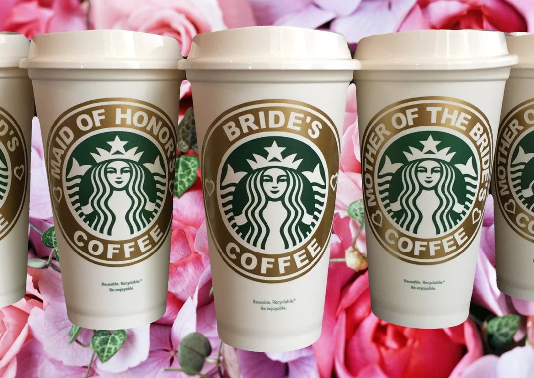 Starbucks Bridal Party Travel Personalized Reusable Coffee Mug Tumbler for Bride Bridesmaid Propo... | Etsy (US)