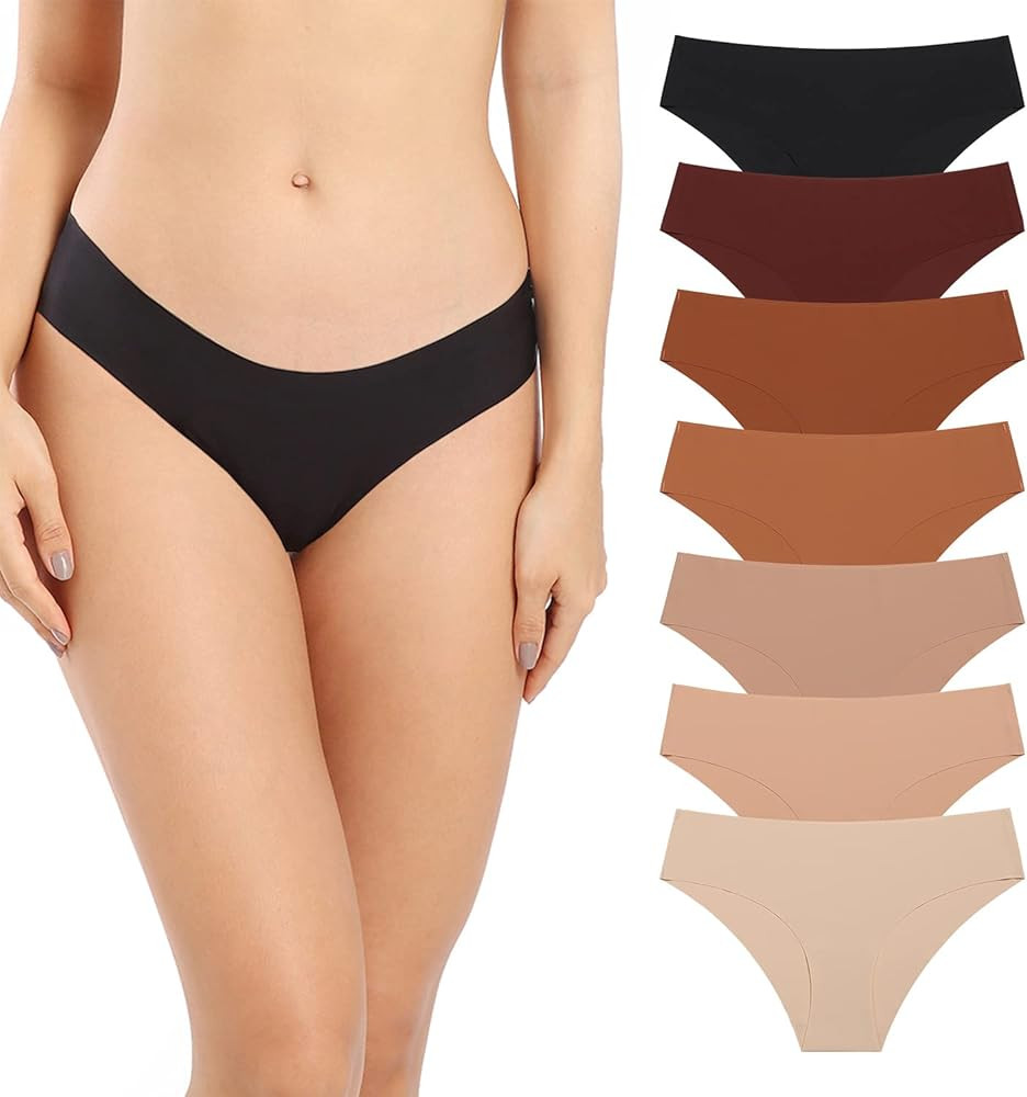 SHARICCA Women Seamless Cheeky Bikini No Show Panties Ladies Invisible Breathable Briefs Soft Str... | Amazon (US)