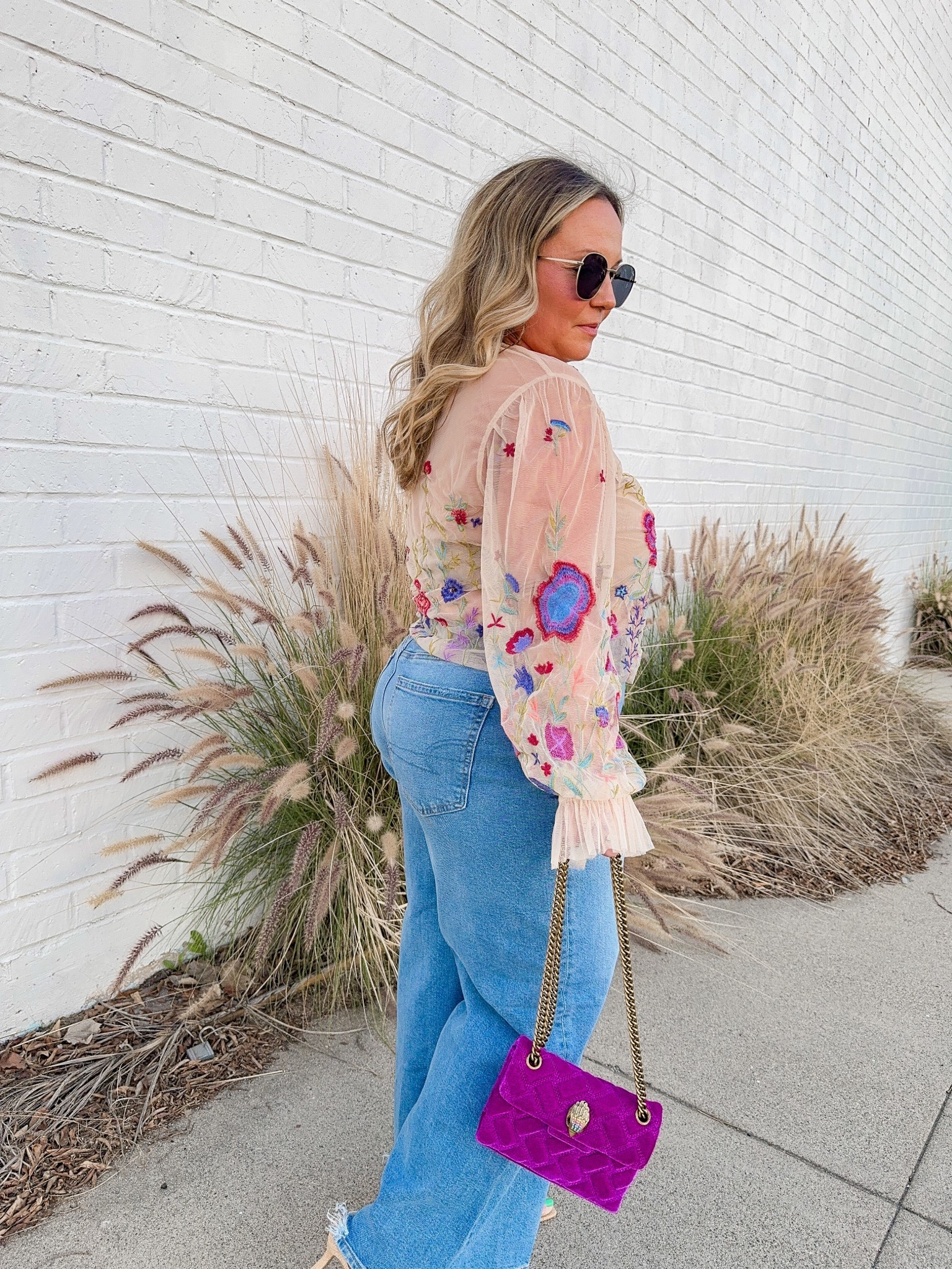 Anthropologie top size LARGE PETITE 
This top is stunning! Beautiful soft mesh top with beautiful floral embroidery with some beading 
Jeans size 14 SHORT 
Heels run tts super comfy 
My bag is old but I linked similar styles from the same brand! It’s one of my favorite handbag brands! 
Use code SHELLI for discount at Dibs! 

Spring styles, spring outfits, petite style, boho style, spring trends 

#LTKPetite #LTKMidsize #LTKSeasonal