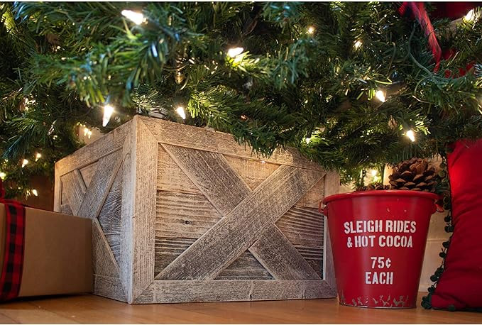 BarnwoodUSA | Deluxe Wooden Tree Box Collar | White Wash | Farmhouse Tree Box | Christmas Tree Sk... | Amazon (US)