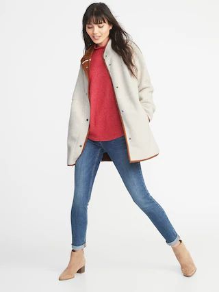 Long Sherpa Faux-Suede Lined Coat for Women | Old Navy US