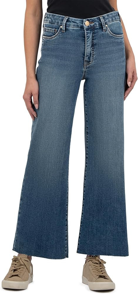 KUT from the Kloth Meg High-Rise Fab Ab Wide Leg Raw Hem | Amazon (US)