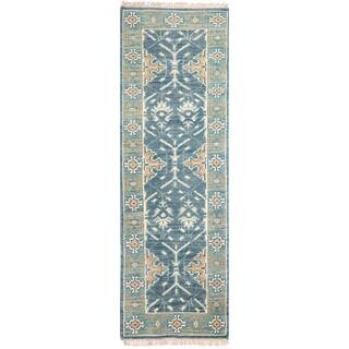 Papi Blue 3 ft. x 8 ft. Geometric Transitional Area Rug Runner | The Home Depot