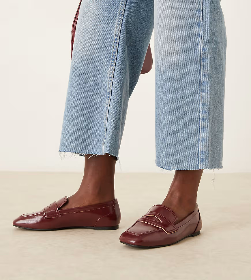 ASOS DESIGN Wide Fit Malta loafers in burgundy-Red | ASOS (Global)