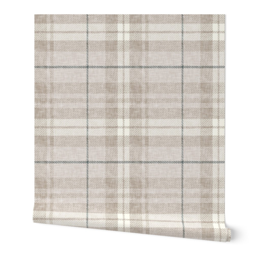 Wallpaper in neutral fall plaid - OG - LAD21 | Spoonflower