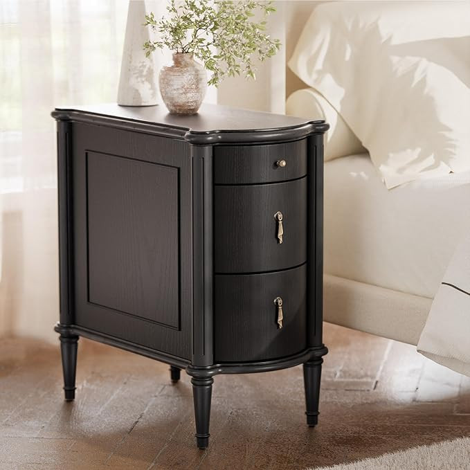 STO'SENSE Nightstand w/Charging Station & 3 Drawers, Pre-Assembled, Vintage Side Table w/Antique-... | Amazon (US)