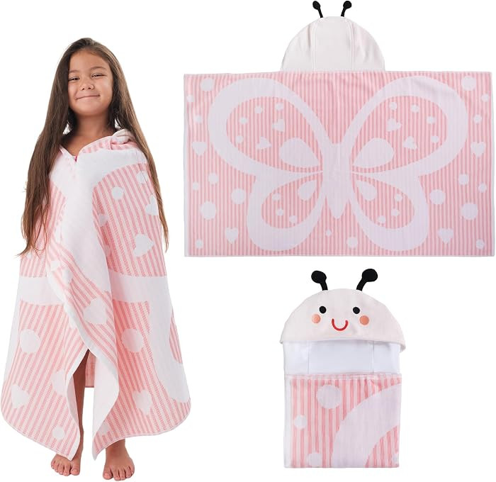 SOFE H&L | Poncho Beach Foutah Hooded Towel for Kids Butterfly | 100% Turkish Cotton, Quick Dry, ... | Amazon (US)