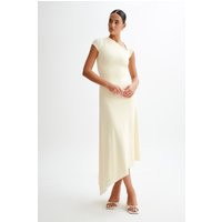 Ilaria Slinky Maxi Dress With Cut Out - Lemon Sherbet | MESHKI US