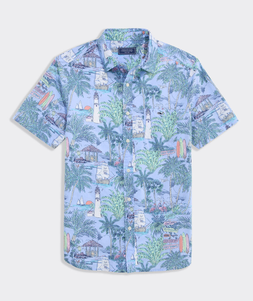 Keys To Escape Cotton Short-Sleeve Shirt | vineyard vines