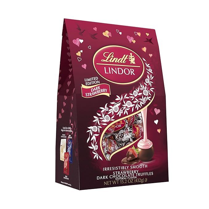 Lindt LINDOR Strawberry Dark Chocolate Candy Truffles, Valentine's Day Dark Chocolate with Smooth... | Amazon (US)