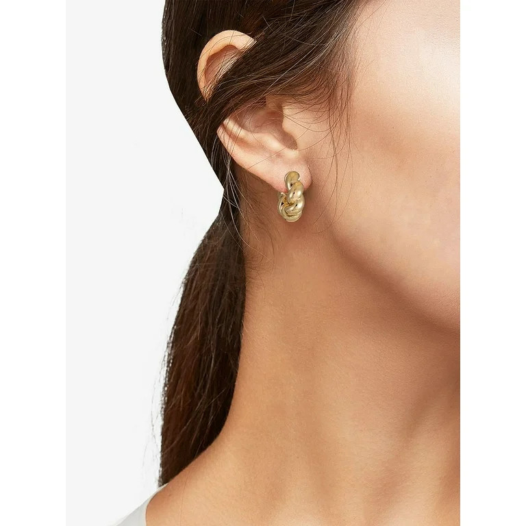 Time and Tru Women's Chunky Goldtone Twist Hoop Earring | Walmart (US)
