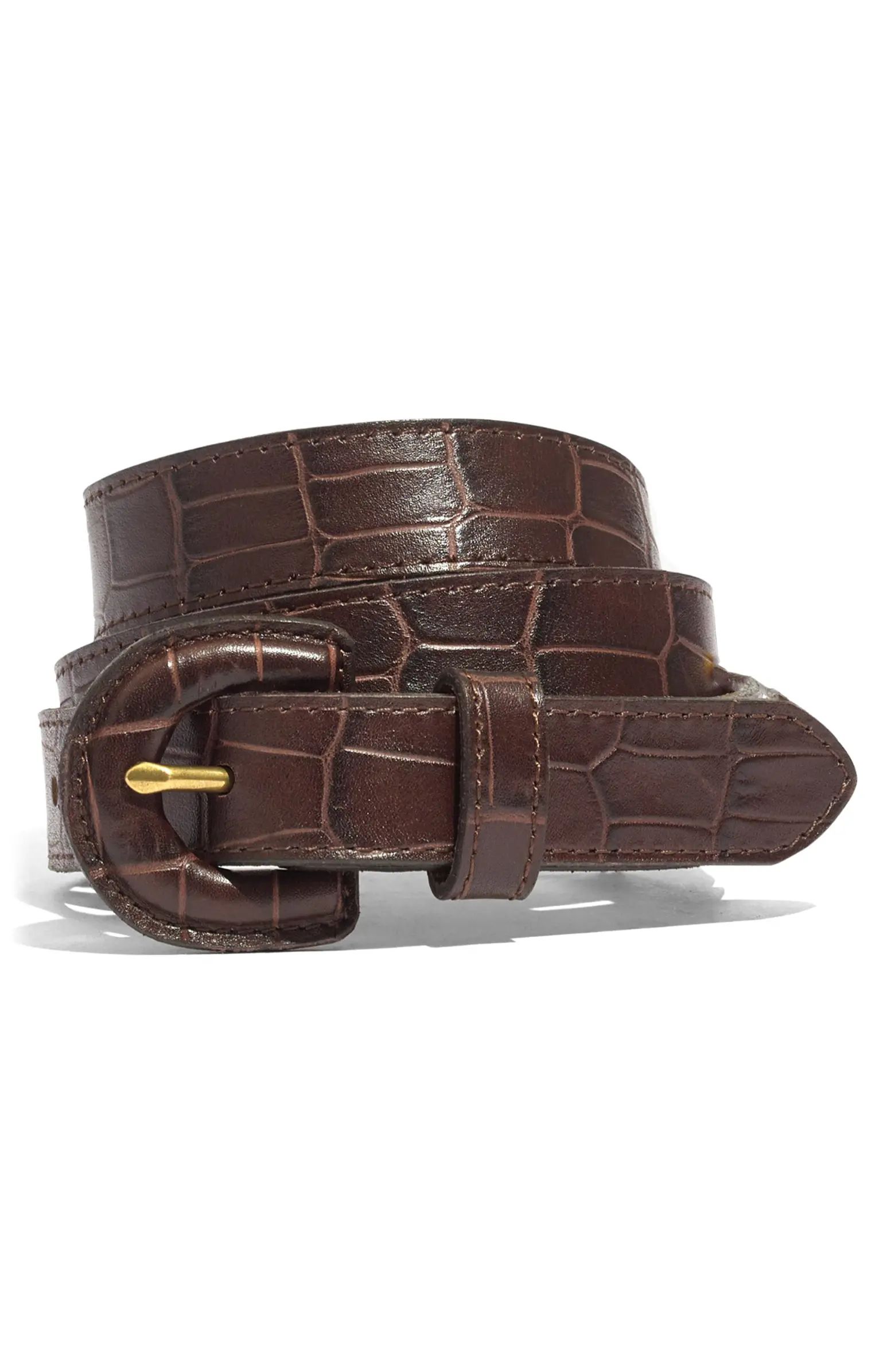 Croc Embossed Leather Wrapped Buckle Belt | Nordstrom