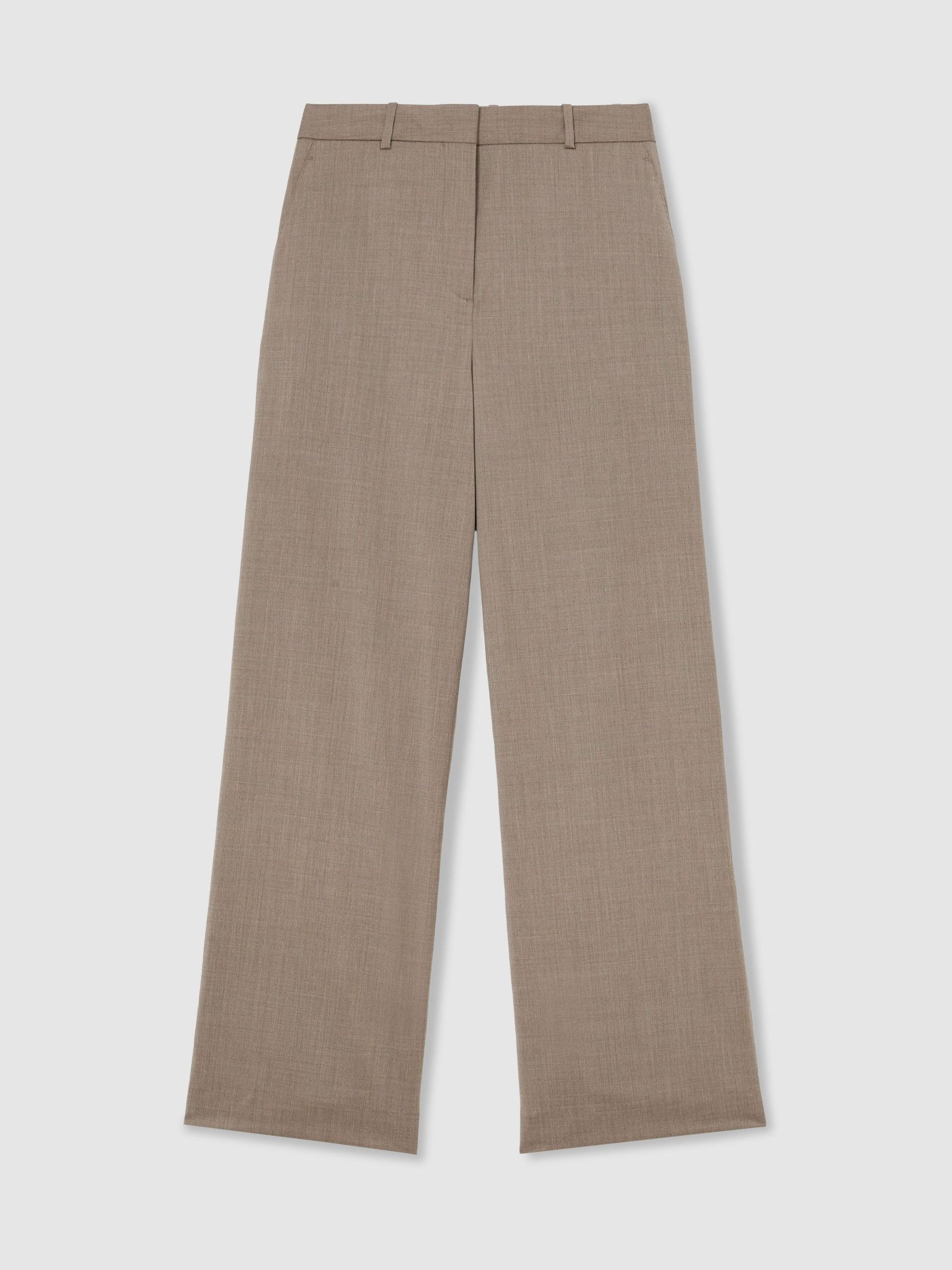 Reiss Wool-Blend Wide-Leg Trousers in Neutral - REISS | Reiss UK