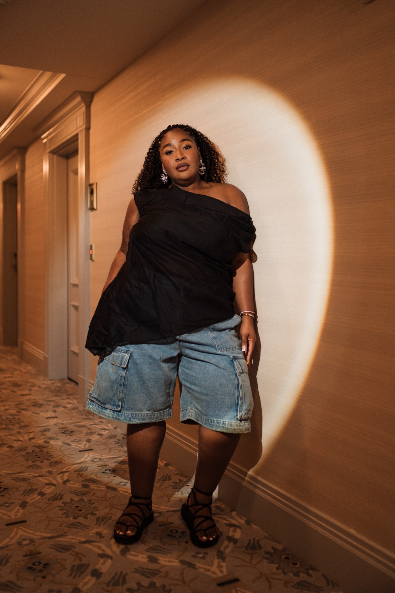 Plus Size Casual Outfit Idea! 
I am wearing the cargo denim shorts from @Eloquii along with their black asymmetrical top!

#LTKootd #LTKgrwm #LTKPlusSize