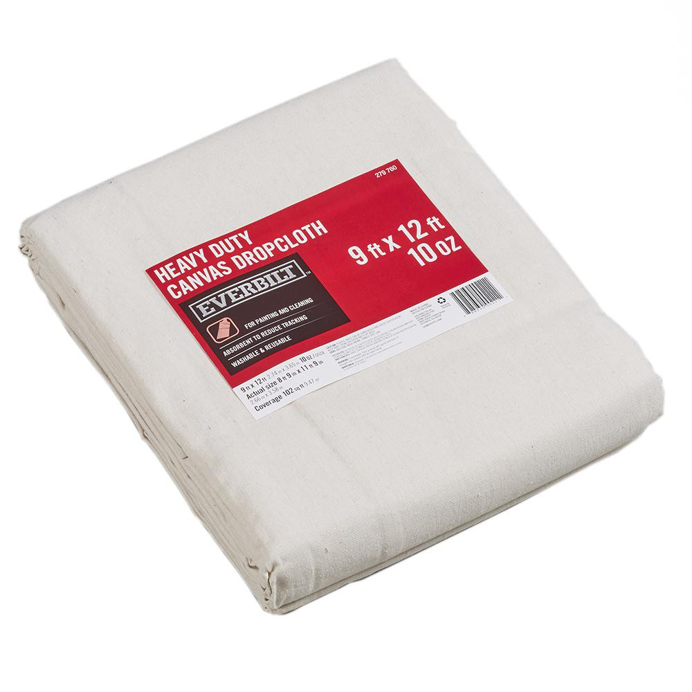 Everbilt 9 Ft x 12 Ft Heavy Duty Canvas Drop Cloth-91210OZ - The Home Depot | The Home Depot