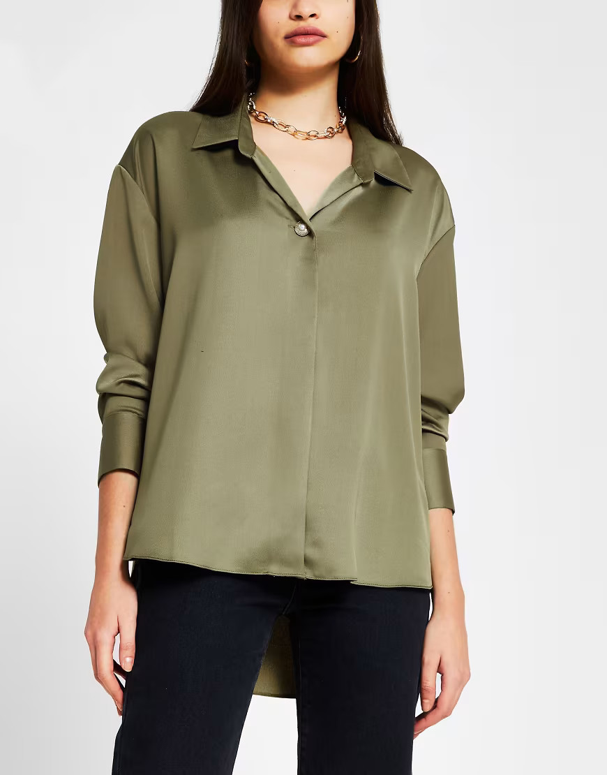 River Island satin shirt in green | ASOS (Global)
