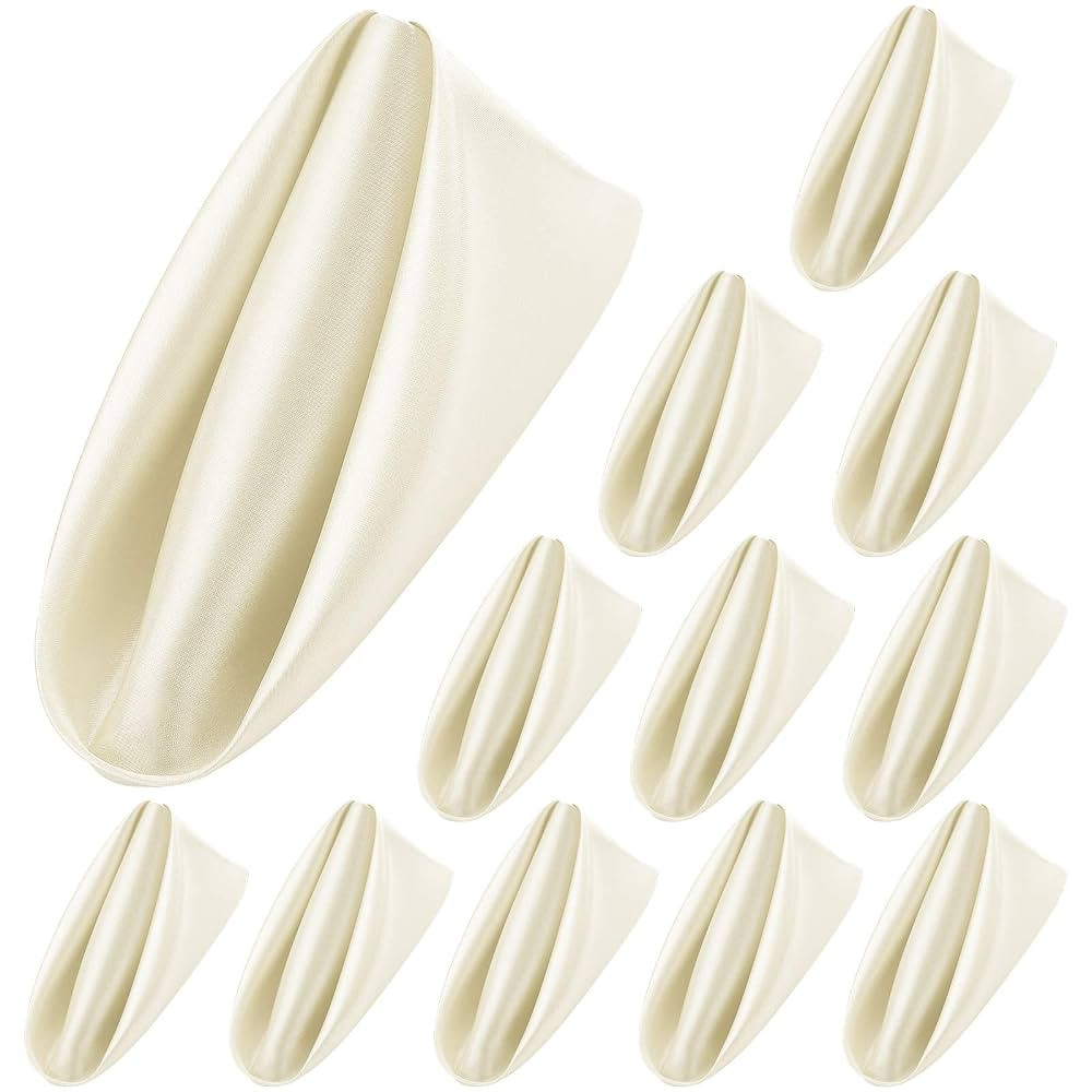 ANECO 12 Pieces Satin Napkins Soft Dinner Napkins Square Table Napkins 17 x 17 Inches for Restaur... | Amazon (US)