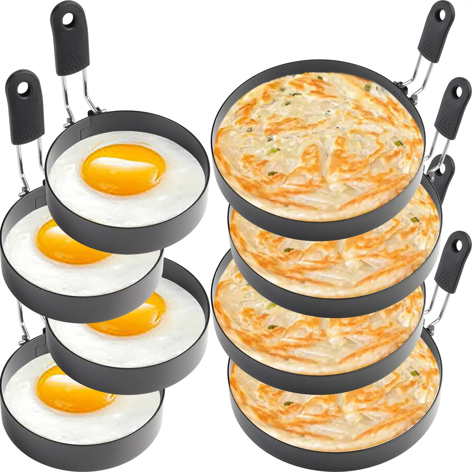 Egg Rings 4 Pcs Large 6" Pancake Molds And 4 Pcs 3.5" Fried Egg Molds Stainless Steel Nonstick Eg... | Amazon (US)