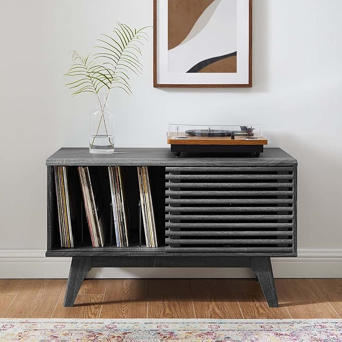 Amazon.com: Modway Render Mid-Century Modern 37" Vinyl Record Display Stand in Charcoal : Home & ... | Amazon (US)