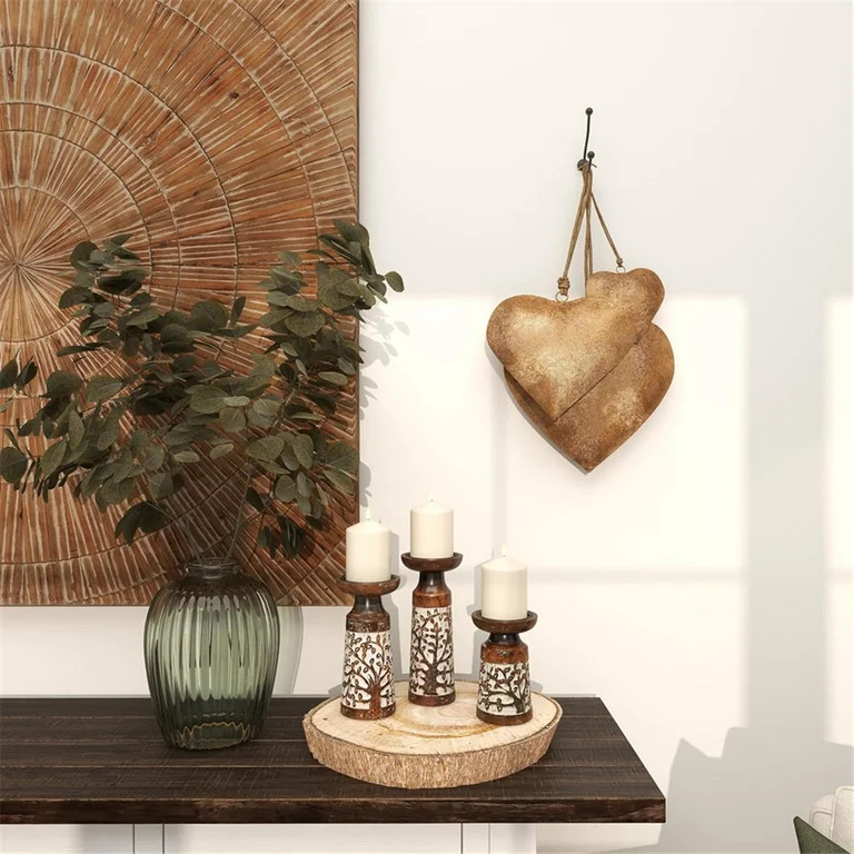 3D Metal Heart-Shaped Decorative Bell with Hanging Rope Aged Brass Metal Bell | Walmart (US)