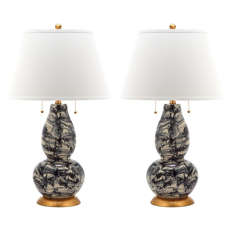 S/2 Libby Table Lamps, Black | One Kings Lane
