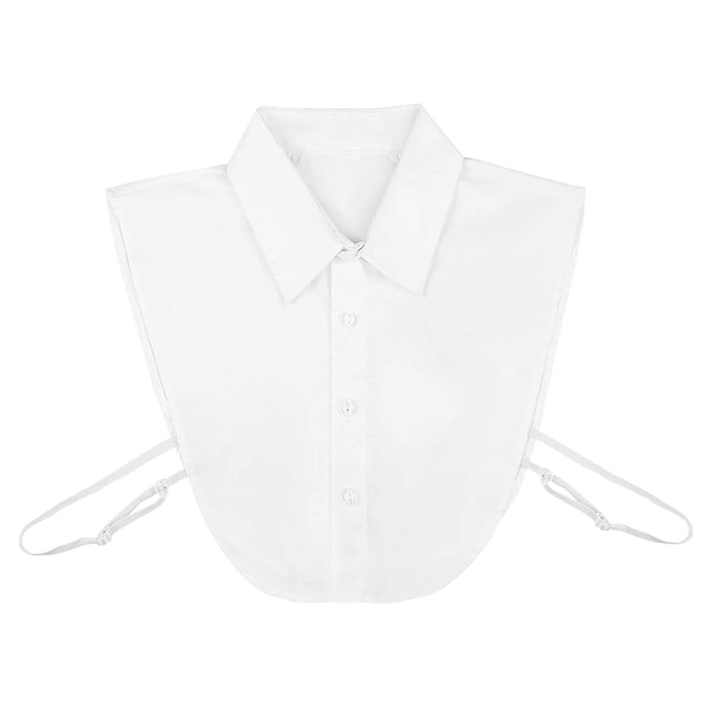 Women Half Shirt Blouse Top Detachable Fake Collar White | Amazon (UK)