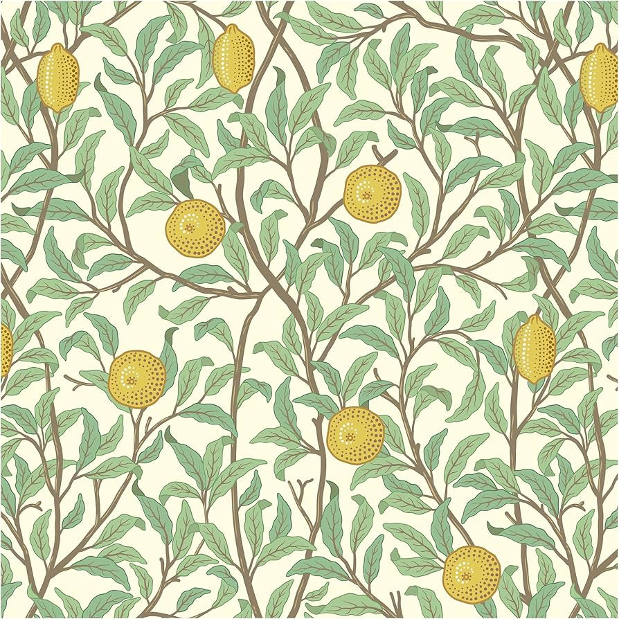 Lemon Wallpaper Leaf Peel and Stick Wallpaper Beige and Green 17.3"X393" Self Adhesive Wallpaper ... | Amazon (US)