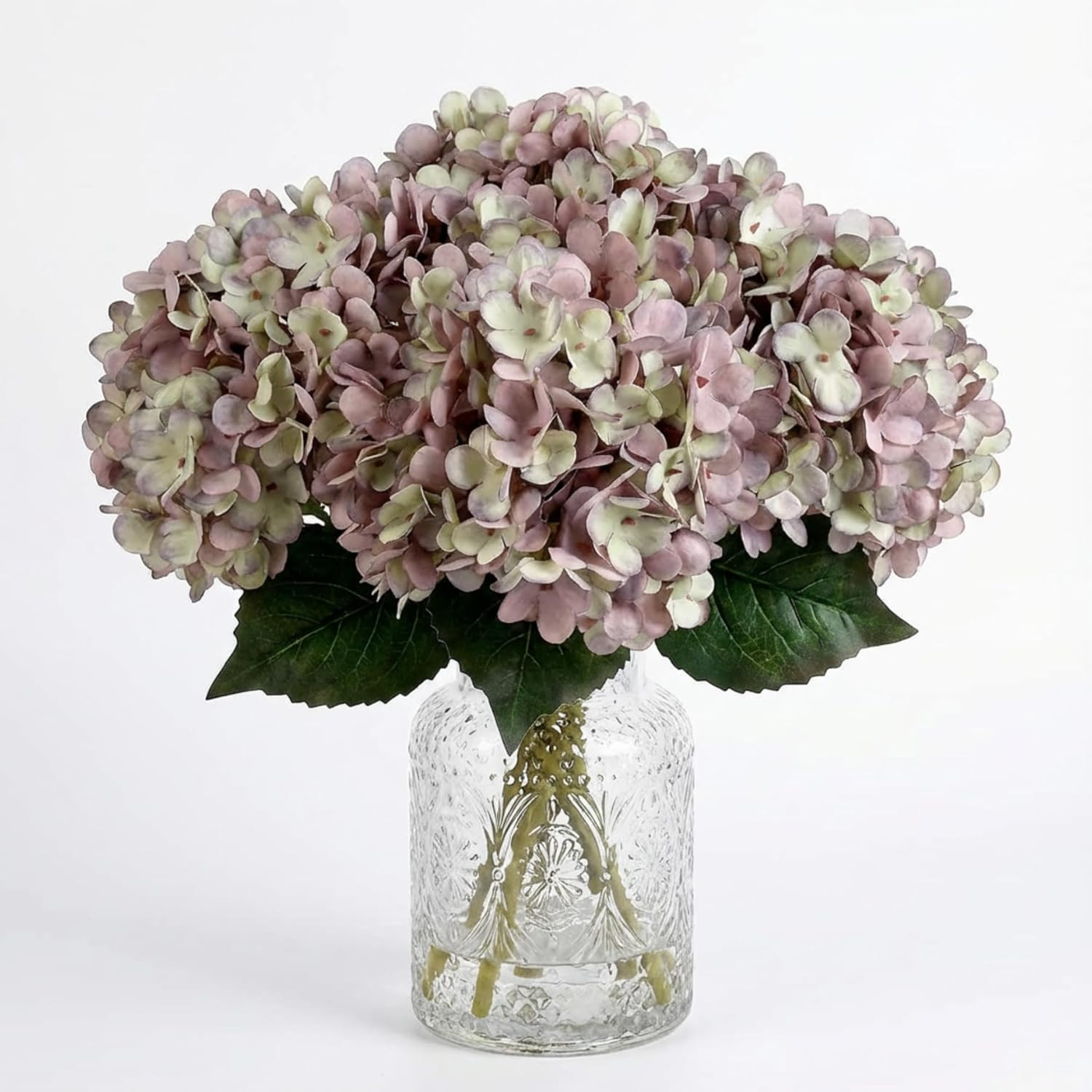 6Pcs 13" Purple Green Silk Hydrangea Artificial Flowers | Amazon (US)