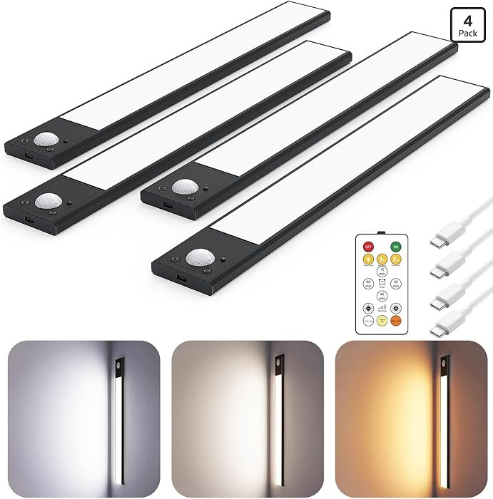 Iluminación inalámbrica ultra fina de 12 pulgadas para debajo del gabinete, luces de aleación ... | Amazon (US)