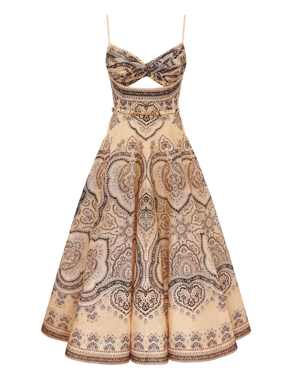 ZIMMERMANN Luna Twist Midi Dress Cream Perla Paisley Size 1 | ZIMMERMANN (US, CA, EU, MENA)