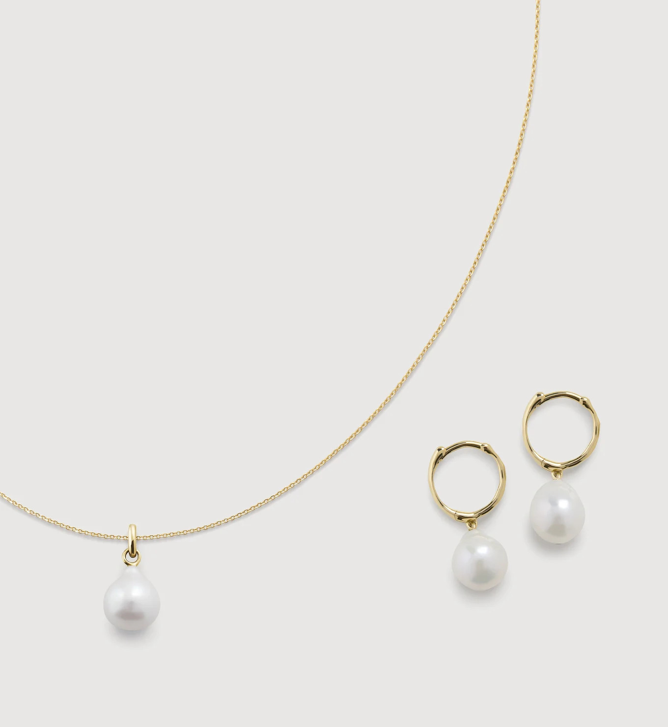 Baby Baroque Pearl Necklace and Huggies Set | Monica Vinader (Global)