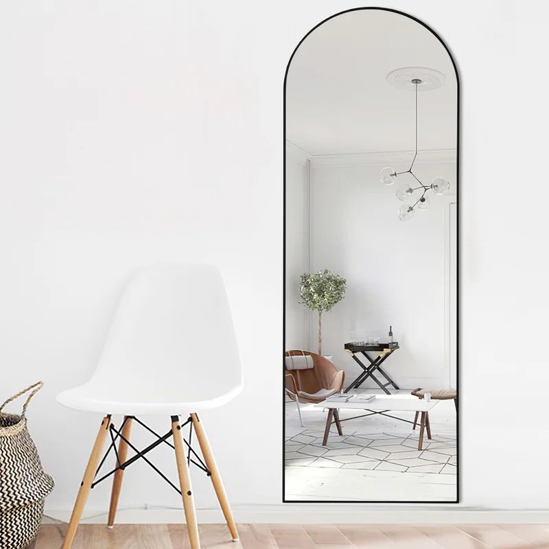 Arched Full Length Wooden Black Framed Wall Mirror | Wayfair North America