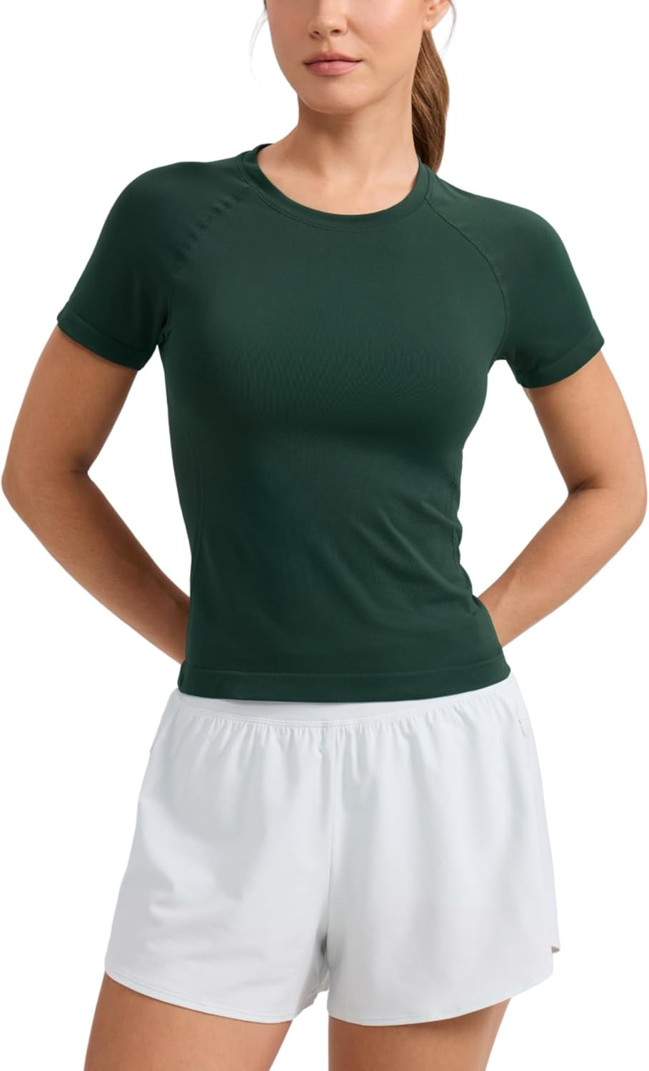 CRZ YOGA Seamless T-Shirt Waist Length | Amazon (US)