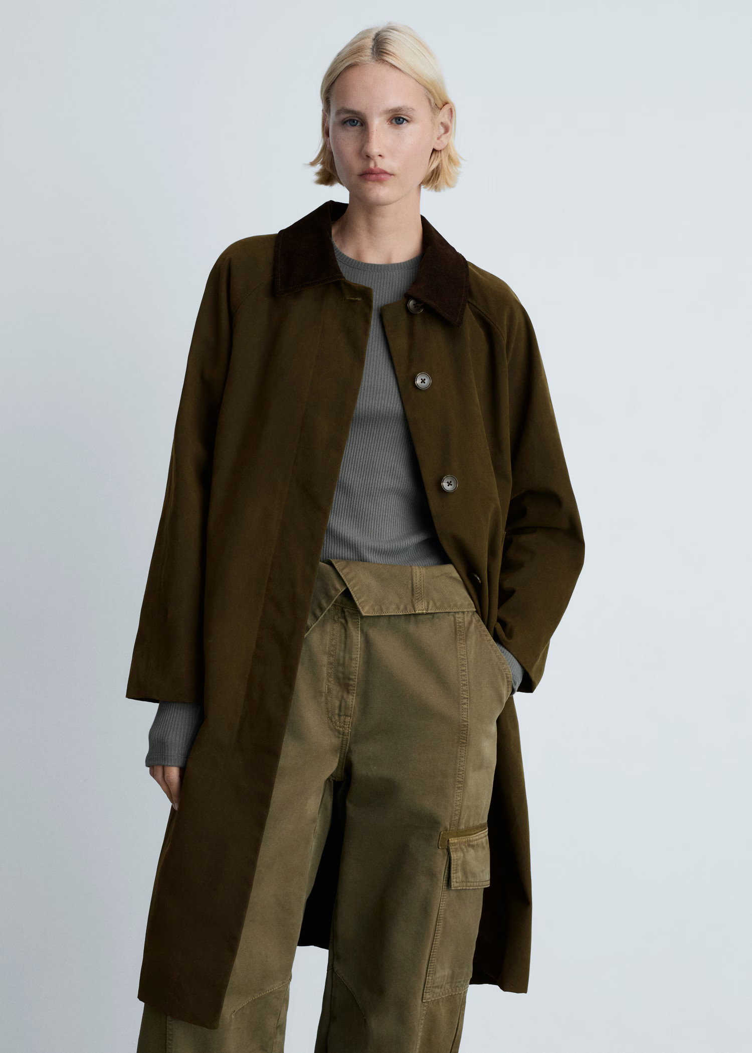 Long corduroy collar parka - Women | MANGO USA | Mango (US/MX/AU)
