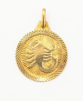 14K Solid Yellow Gold Small Scorpion Scorpio Round Medallion Charm Pendant  | eBay | eBay US
