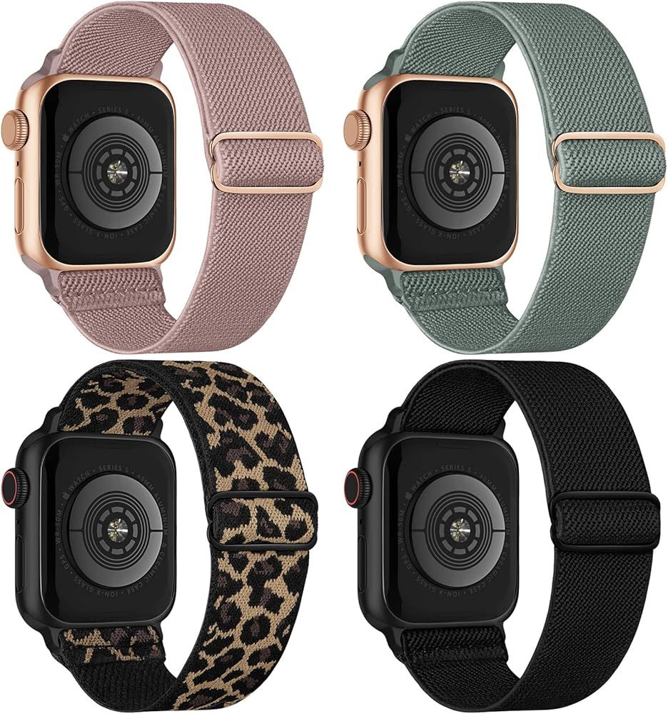 Stretchy Nylon Solo Loop Bands Compatible with Apple Watch 38mm 40mm 41mm 42mm 44mm 45mm, Adjusta... | Amazon (US)