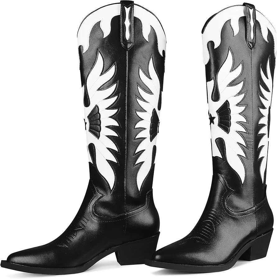 VIMISAOI Cowgirl Boots Women Wide Calf Knee High Boots Cowboy Boots for Women Black Cowgirl Boots... | Amazon (US)