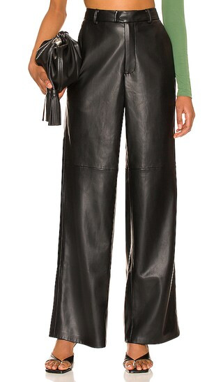 Wide Leg Leather Trouser in Black | Revolve Clothing (Global)