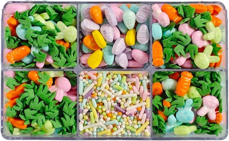 Edible Easter Sprinkles, Pastel Sprinkles Mixed with Mini Bunny Carrot Egg Jimmies Nonpareils Gre... | Amazon (US)