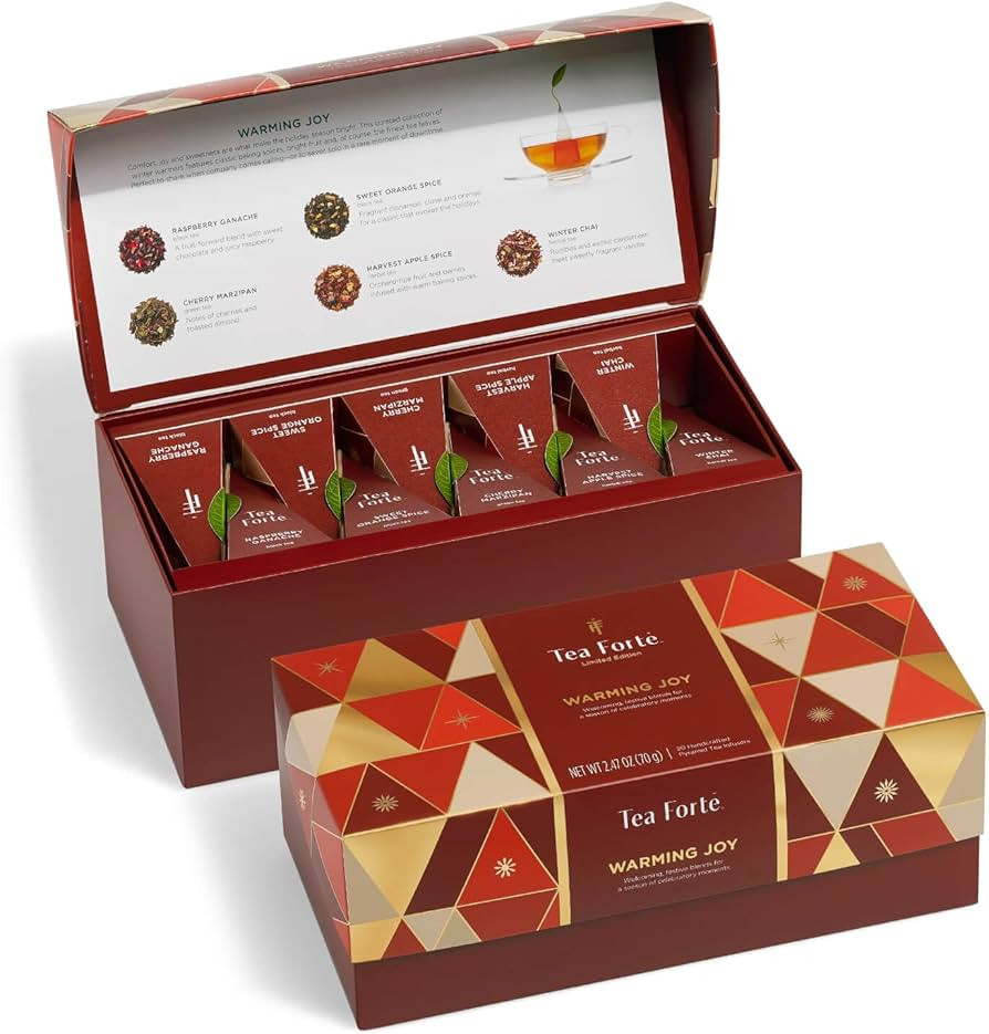 Tea Forte Warming Joy Gift Set, Holiday Spice Tea Sampler with 20 Pyramid Tea Infusers in Present... | Amazon (US)